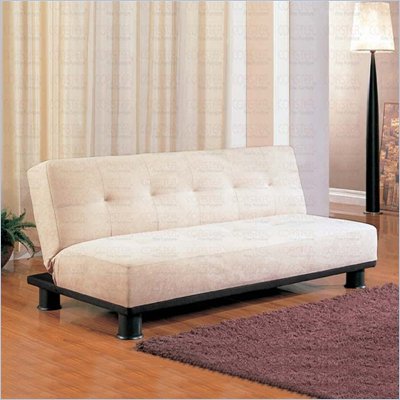 Coaster Contemporary Armless Convertible Sofa Bed in Beige