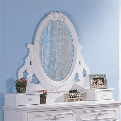 Coaster Sophie Oval Mirror with 2 Drawers in White Finish