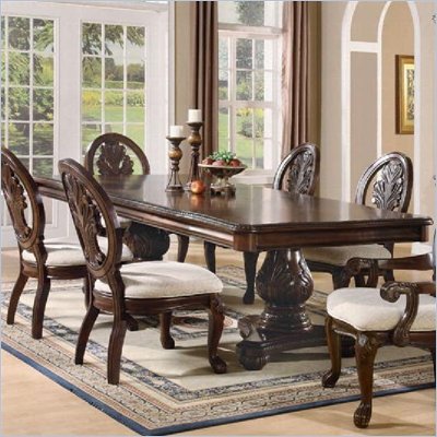 Coaster Tabitha Rectangular Double Pedestal Dining Table in Cherry