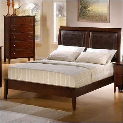 Coaster Tamara Faux Leather Upholstered Platform Bed in Walnut Finish