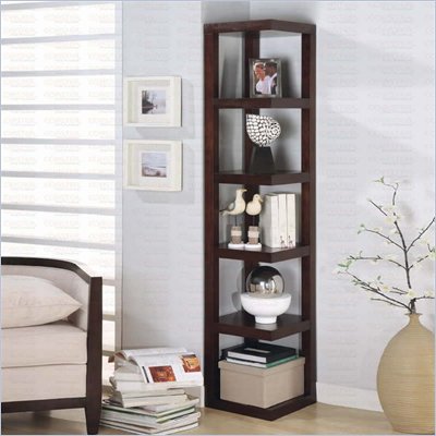 Coaster  Corner Bookcase in Cappuccino
