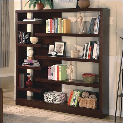 Coaster Wide Semi Backless Bookcase in Cappuccino