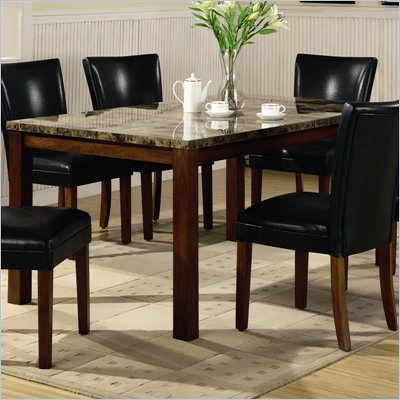 Coaster Telegraph Rectangular Dining Table with Faux Marble Top in Medium Brown