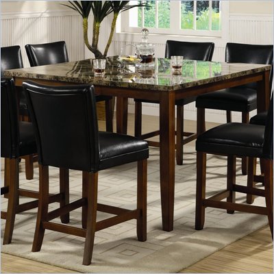 Coaster Telegraph Square Marble Look Counter Height Dining Table in Medium Brown