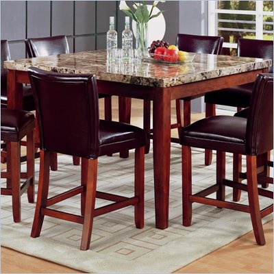 Coaster Telegraph Square Marble Counter Height Dining Table in Medium Brown