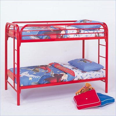 Coaster Toby Twin over Twin Metal Bunk Bed in Red Finish