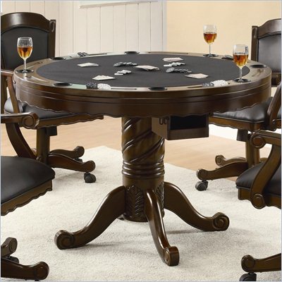 Coaster Turk 3-in-1 Round Pedestal Game Table in Medium Oak Finish