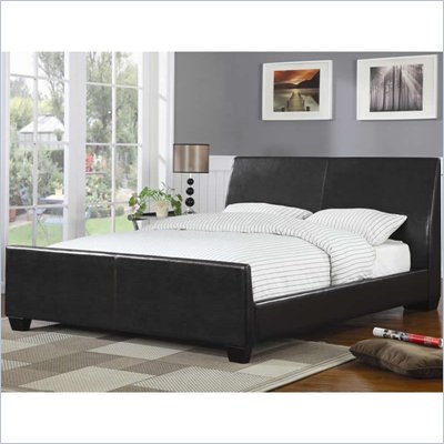 Coaster Queen Faux Leather Upholstered Bed in Black