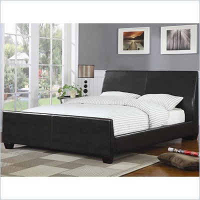 Faux Leather Bedding on Coaster Queen Faux Leather Upholstered Bed In Dark Brown   300251q