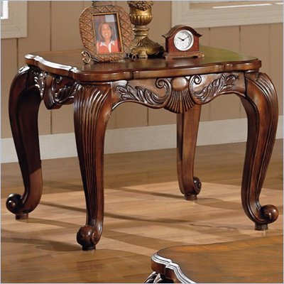 Coaster Venice Traditional Square End Table in Deep Brown Medium Wood Finish
