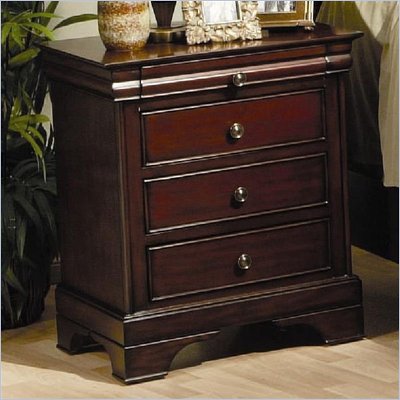 Coaster Versailles 3 Drawer Nightstand in Mahogany Stain Finish
