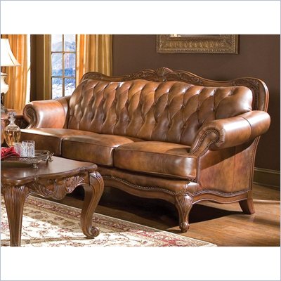 Coaster Furniture Classic Tri-tone Brown Leather Sofa