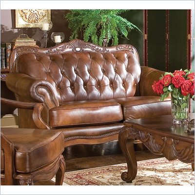 Coaster Furniture Traditional Brown Tri-tone Leather Loveseat