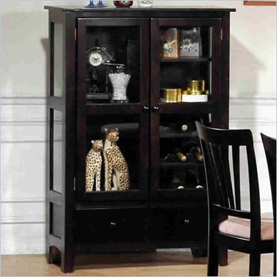 Coaster Virginia Bar Cabinet with Glass Doors and Wine Rack in Dark Cappuccino