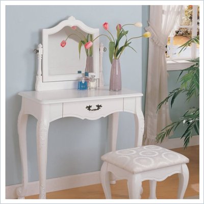 Vanity Table  on Coaster Wood Makeup Vanity Table Set With Swivel Mirror And Stool In