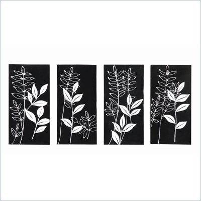 Coaster 4-Piece Wall Art - Black and White Fronds