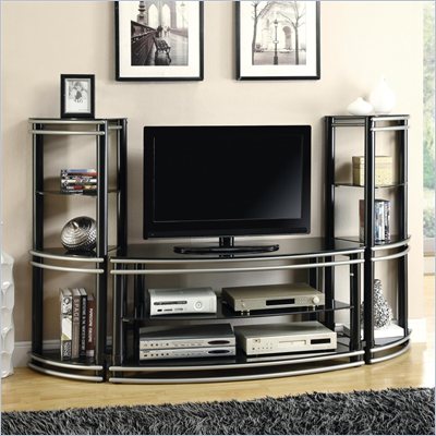 Coaster Demilune Entertainment Center in Black and Silver