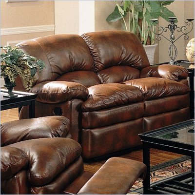 Coaster Walter Casual Reclining Love Seat in Brown Bonded Leather