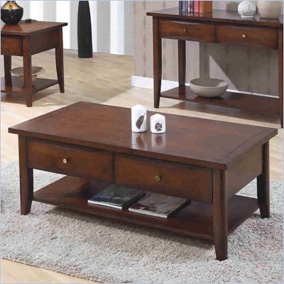 Coaster Whitehall Coffee Table with Shelf & Drawers in Walnut