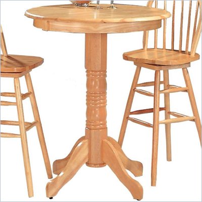 Coaster Woodlawn Round Pedestal Bar Table in Light Natural Wood Finish