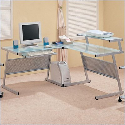 Coaster Wrightwood L-Shape Computer Desk in Silver
