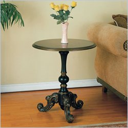 Powell Masterpiece Antique Black Round Pedestal End Table