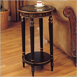 Powell Furniture Masterpiece Antique Small Black Round End Table