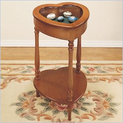 Powell Furniture Nostalgic Oak Wood End Table in Heart Shape