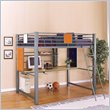 Powell Furniture Teen Trends Full Size Study Metal Loft Bunk Bed in Silver Finish 