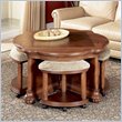 Powell Wilmington Cherry and Burl Lift Top Coffee Table with Four Benches