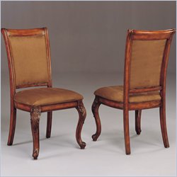 Powell Furniture Woodbury Fabric Side Chair in Mahogany Finish