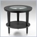 Klaussner Furniture Ontario Round Black Wood End Table with Glass Top