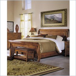 Klaussner Furniture Urban Craftsman Sleigh Bed in Amber Stained Finish