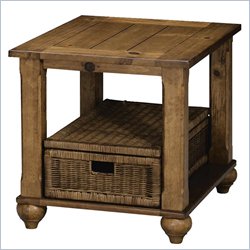 Klaussner Furniture Treasures Pine End Table with Drawer and Shelf