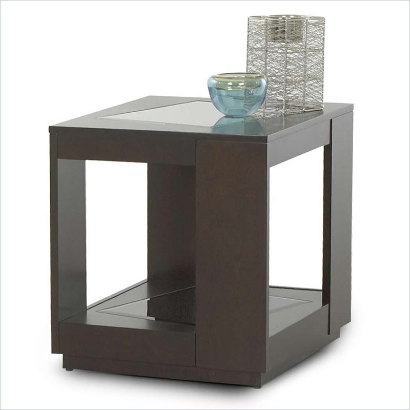 Klaussner Furniture Sequoia End Table with Glass Top and Shelf