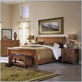 Klaussner Furniture Urban Craftsman Wood Sleigh Bed 3 Piece Bedroom Set in Amber