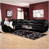 Klaussner Furniture Phoenix Leather Reclining Sectional in Penguin Black