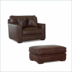 Klaussner Homestead Chair and Ottoman Furniture Living Room Club Chairs with Ottomans Klaussner Furniture 194762