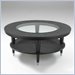 Klaussner Furniture Ontario Round Black Wood Coffee Table with Glass Top