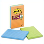 Post-it Super Sticky Lined Notes in Electric Glow Colors