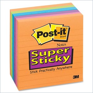 Post-it Super Sticky Lined Notes in Electric Glow Colors