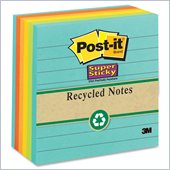 Post-it Recycled Super Sticky Lined Notes in Farmers Market Colors