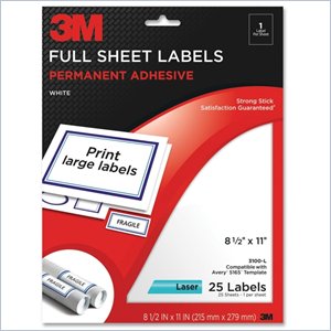 3M Permanent Adhesive Full Sheet Label