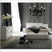 Rossetto Domino Platform Bed 5 Piece Bedroom Set in Ivory