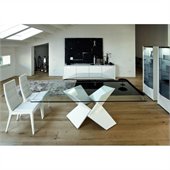 Rossetto Sapphire Glass Top Dining Table in White