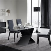 Rossetto Sapphire Glass Top Dining Table in Black