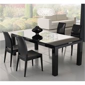 Rossetto Diamond Rectangular Dining Table with Glass Top in Black