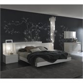 Rossetto Nightfly Glossy Lacquered Platform Bed in White