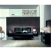 Rossetto Diamond Platform Bed 4 Piece Bedroom Set in Black