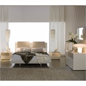 Rossetto Diamond Platform Bed 5 Piece Bedroom Set in Ivory